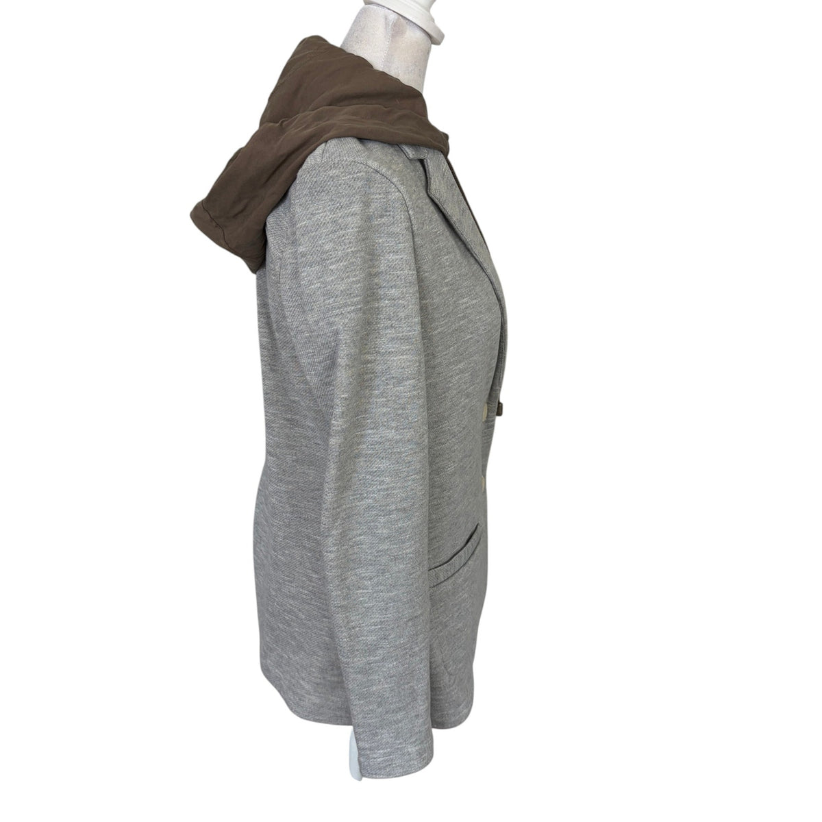 Elevenses Anthropologie Gray Hooded Dickie Blazer Jacket Womens Size Small