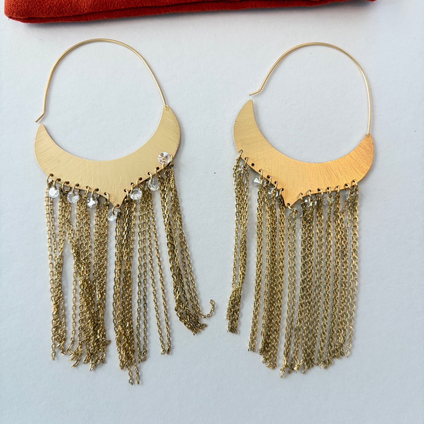 Anthropologie Gold Fringe Drop Earrings