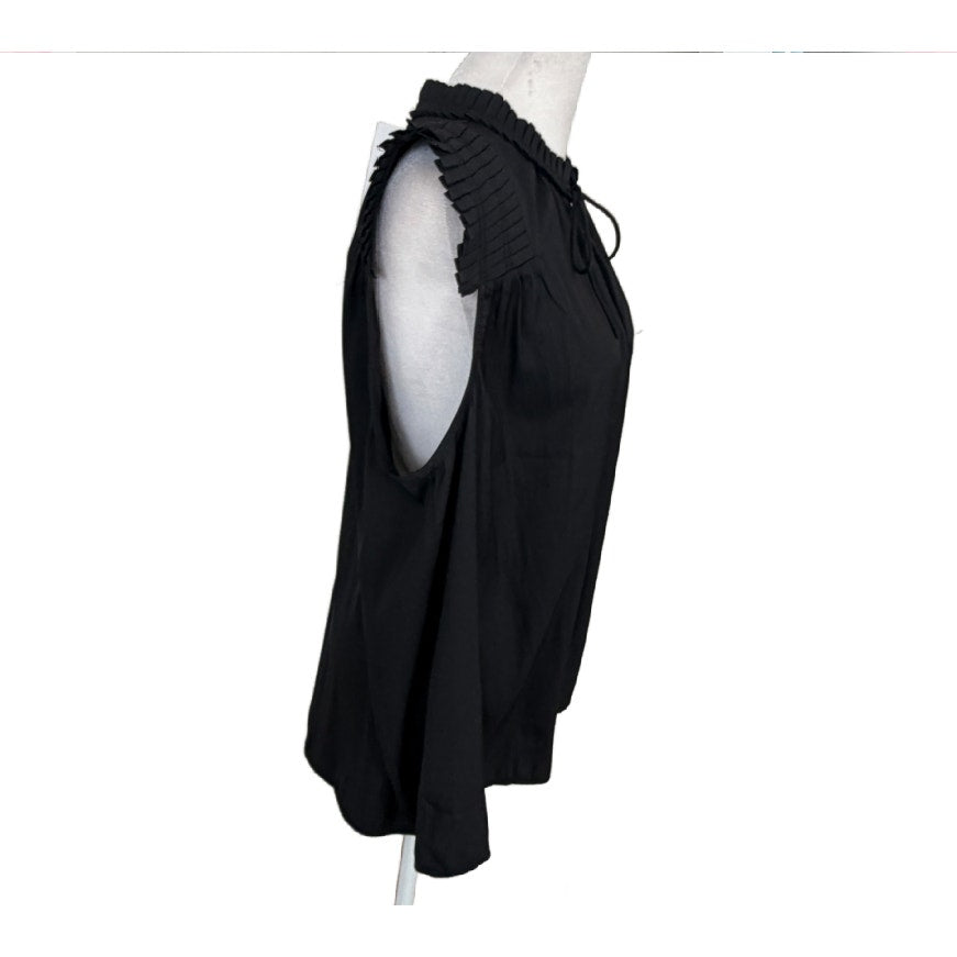 LOFT NWT Black Ruffled V-Neck Sleeveless Top Blouse Womens Size XL NEW
