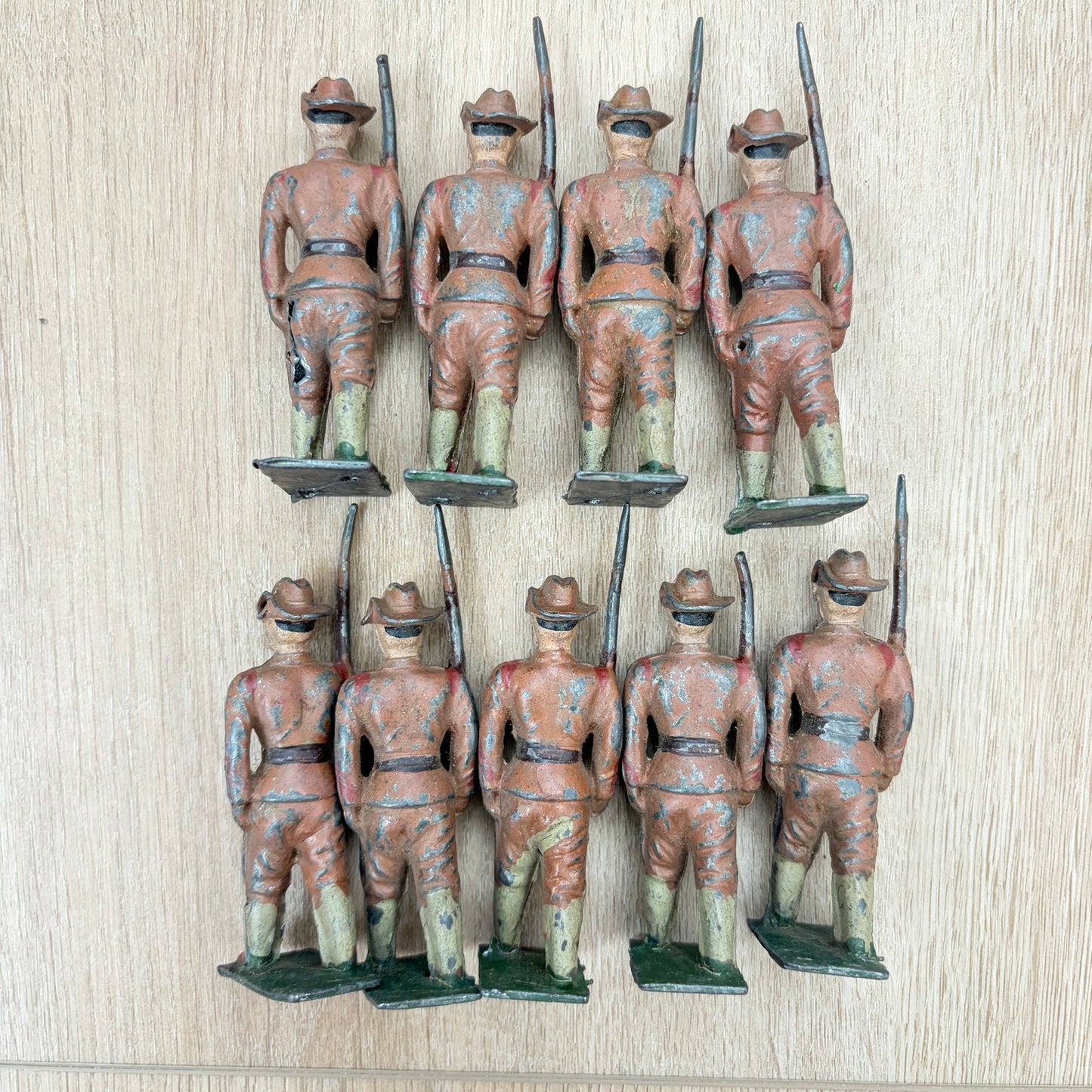 Lot of 30 Vintage Cast Iron Toy Soldiers, Army Men, Calvary Horse Drawn Cannons