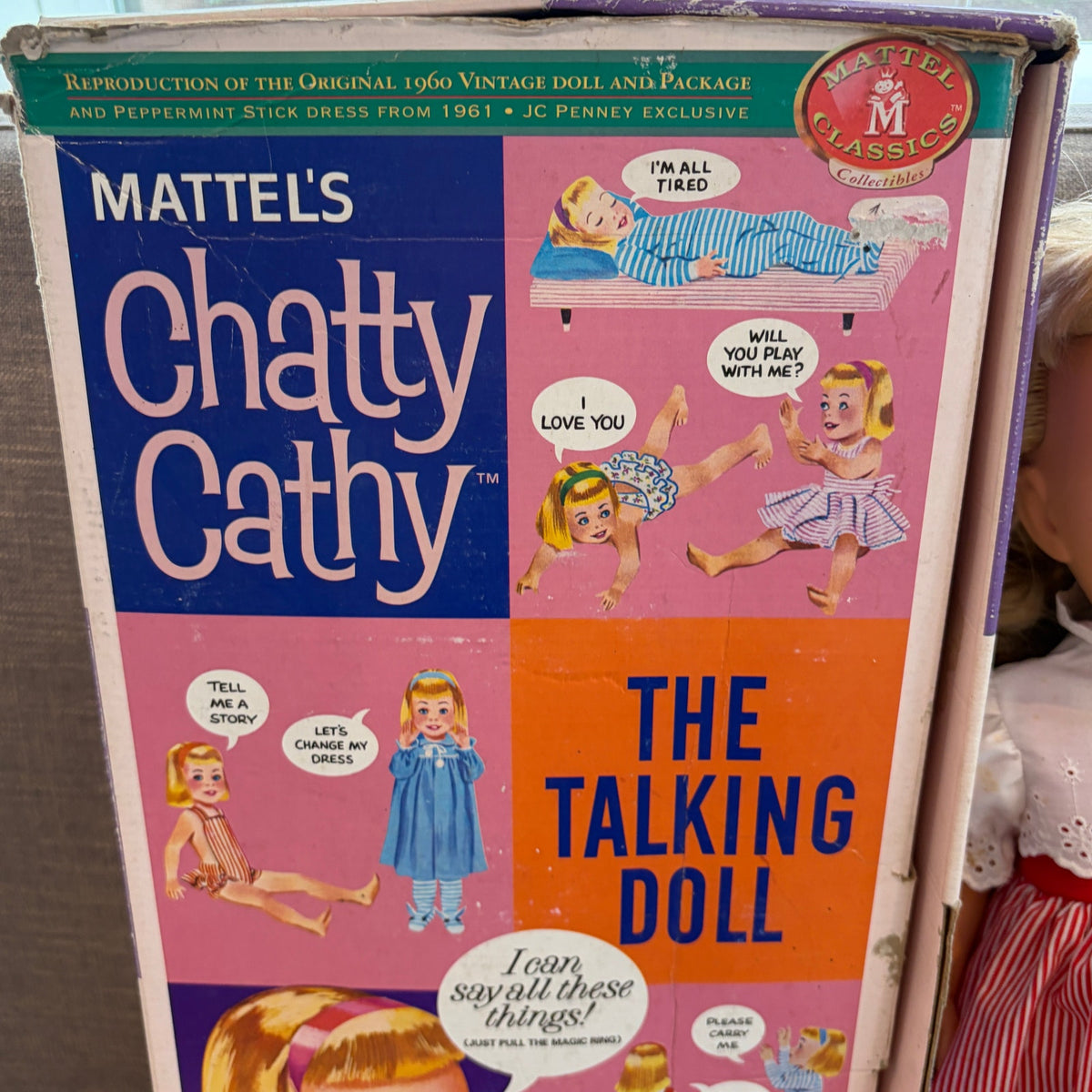 1999 Reproduction Mattel Chatty Cathy 20" Tall Pink Eyes NOT WORKING