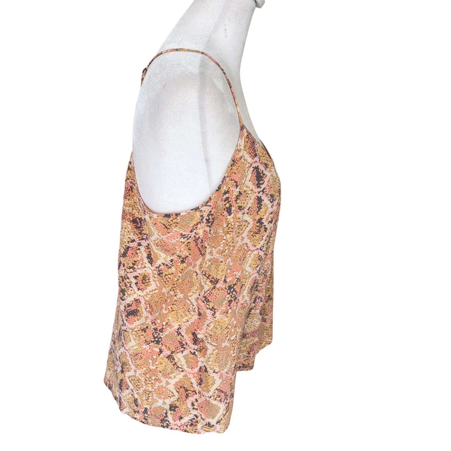 E by Eloise Peach, Gray, Gold Snakeskin 100% Silk Cami Top Women Size Small