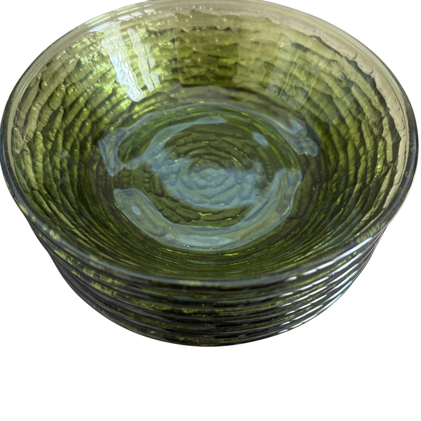 Anchor Hocking Vintage Soreno Avocado Green Glass Side Bowls Lot of 6