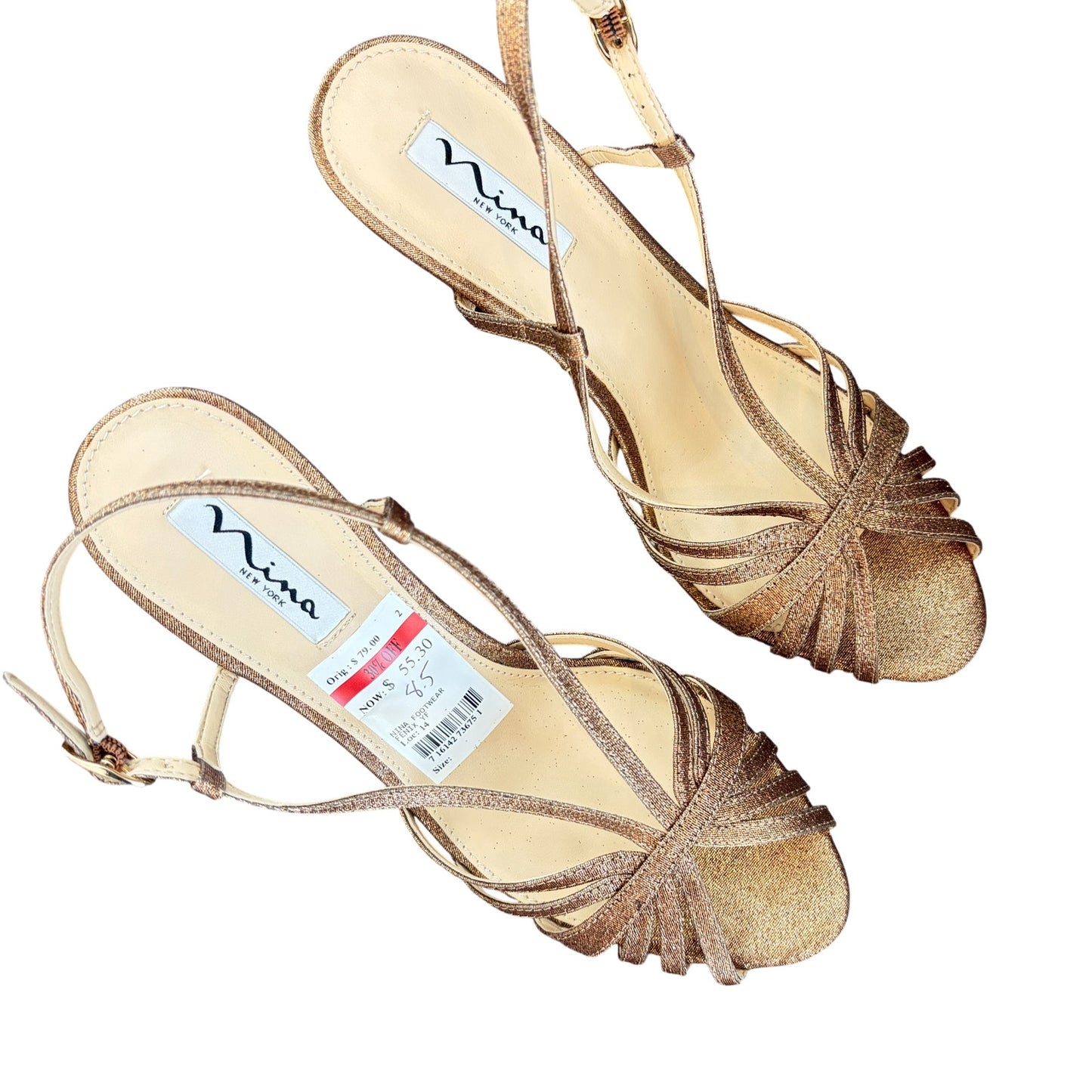 Nina NEW Fenix Bronze Wonderland Strappy Slingback Heel Womens Size 8.5