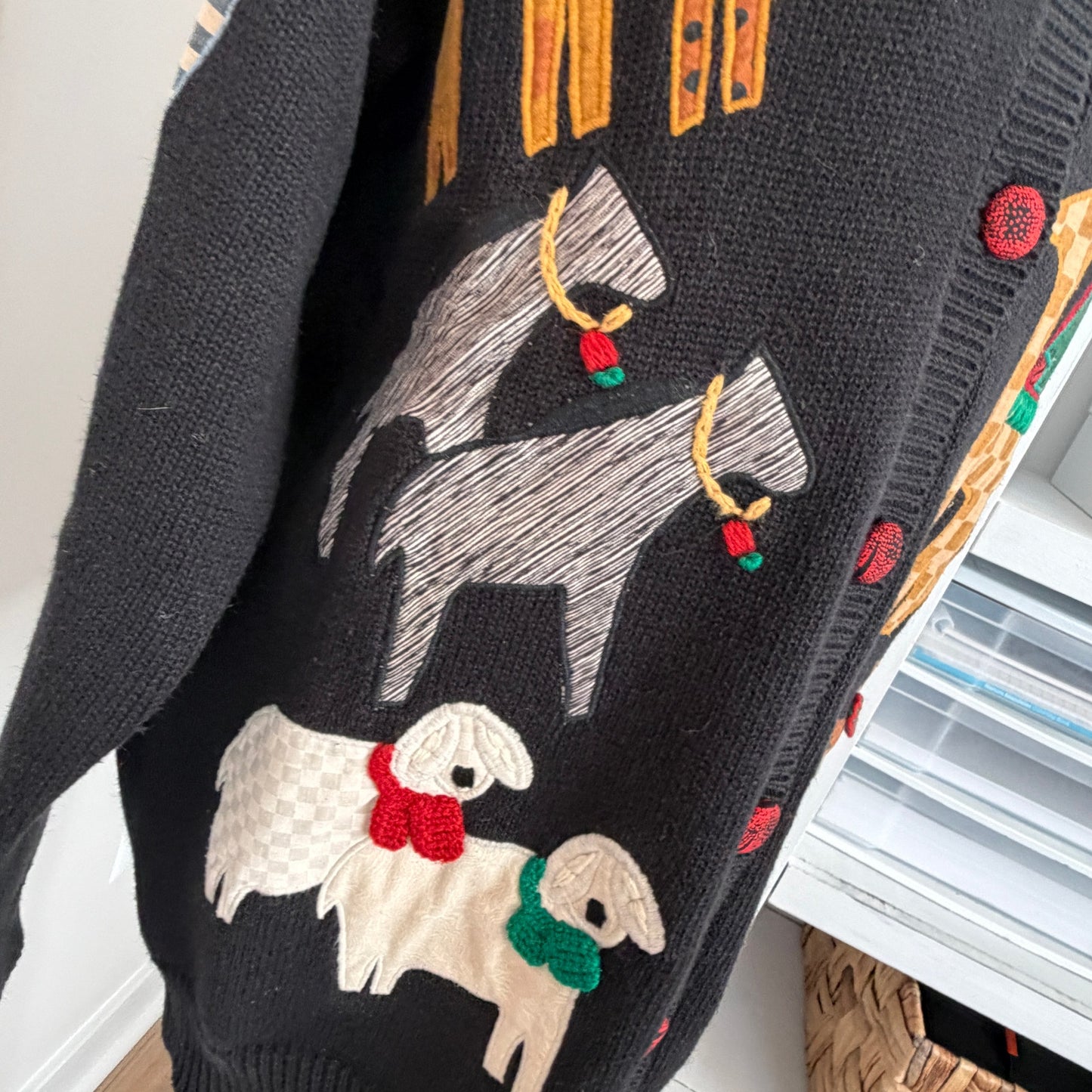 Susan Bristol Vintage 1993 Noah's Ark Holiday Cardigan Sweater Women Size Medium