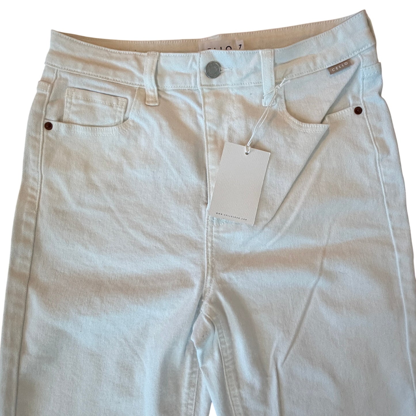 Cello NWT White High Rise Straight Raw Hem Denim Jeans Womens Size 7