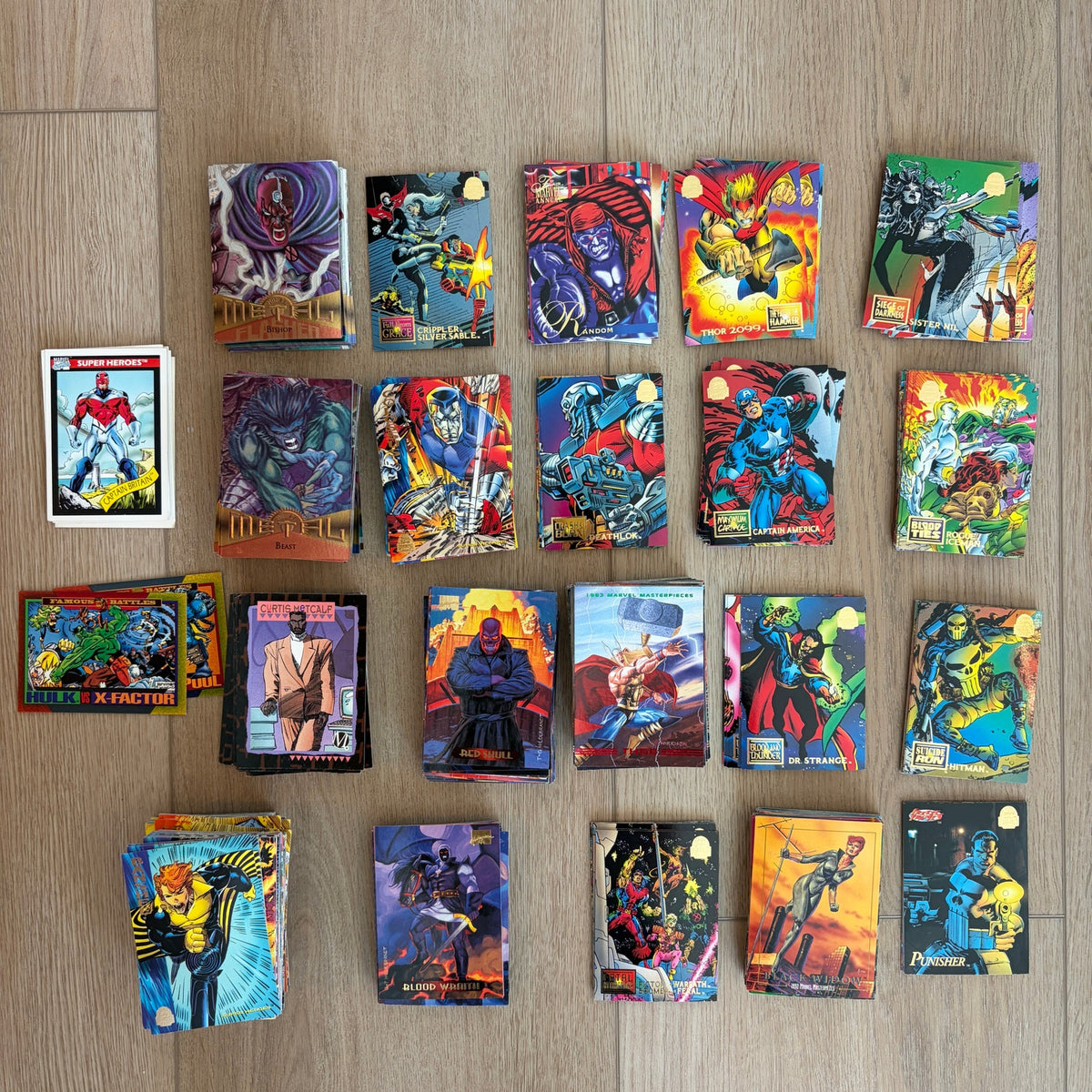 Vintage Marvel + DC Trading Cards Incomplete Sets 450+ Cards Some Dupes