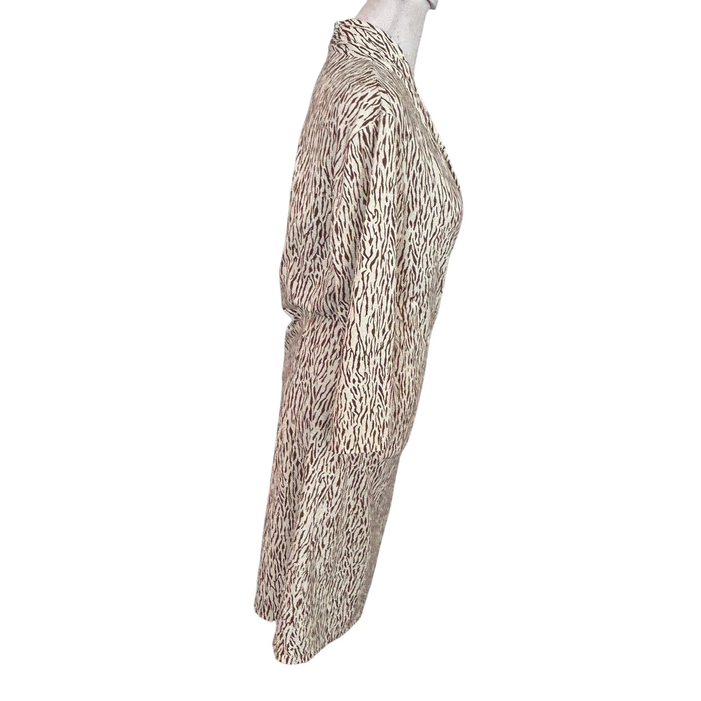 J. McLaughlin Tan, Animal Print 3/4 Sleeve Stretch Wrap Dress Womens Size Small