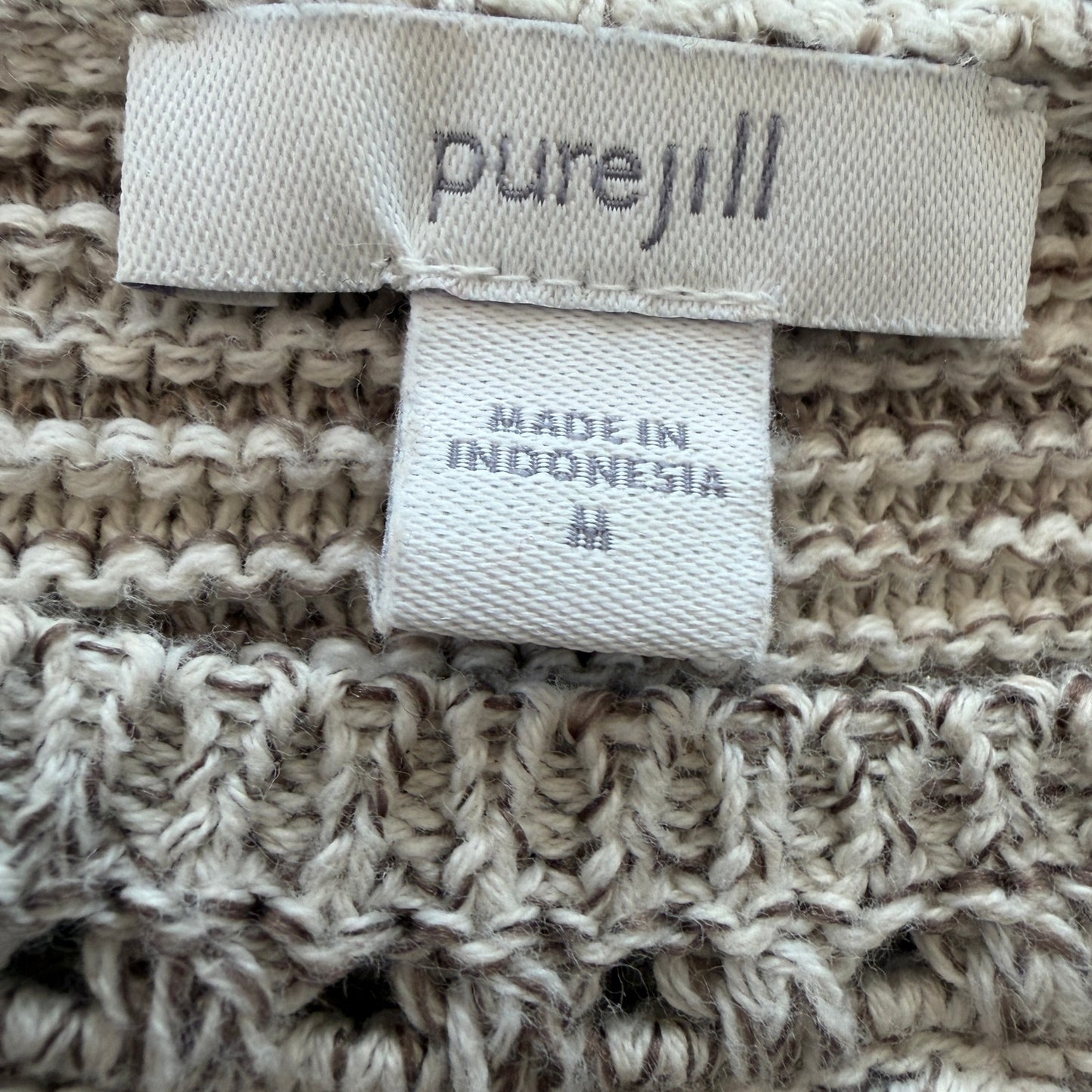 Purely Jill Tan / Ivory Boxy Short Sleeve Sweater Womens Size Medium