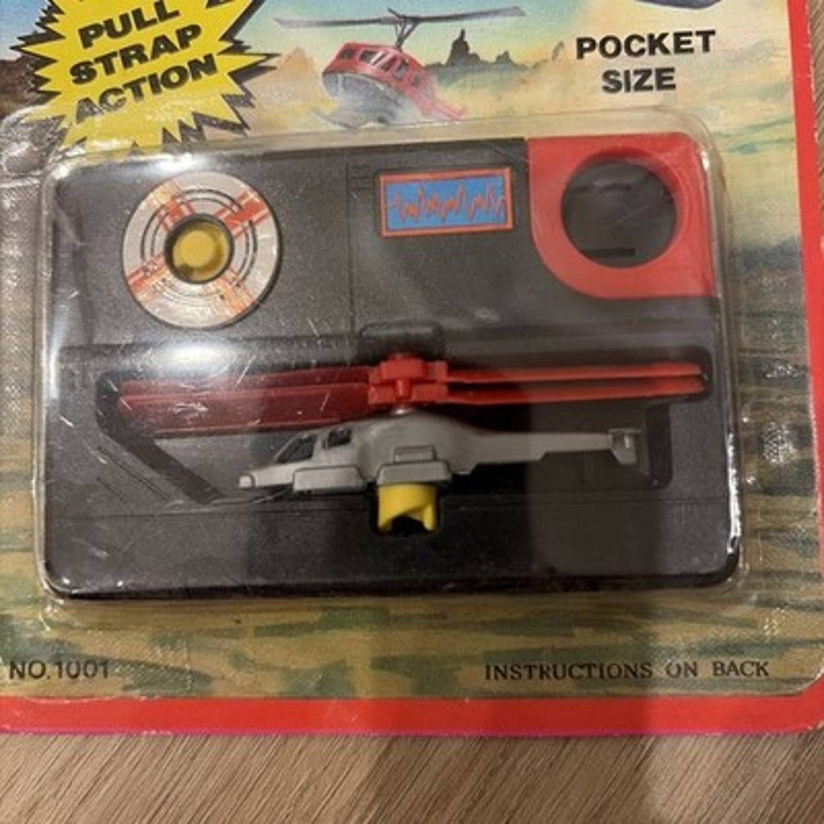 Vtg 1988 Tyco Sega Pocket Power Thunder Blade Helicopter Knock off Pull Strap