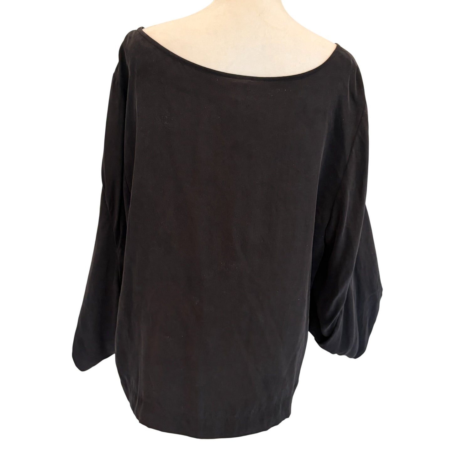 Eileen Fisher System Black Boxy Top 100% Silk Womens Size Large
