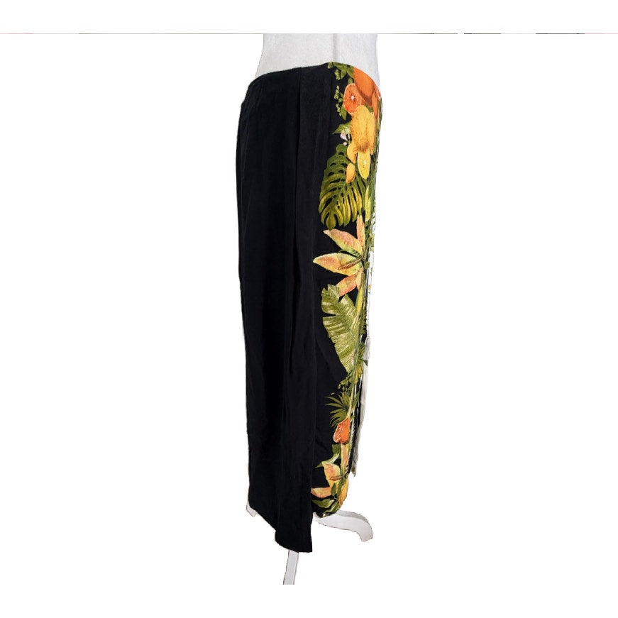 Farm Rio Black, Green Palm, Lemons, Oranges Maxi Skirt Womens Size Small