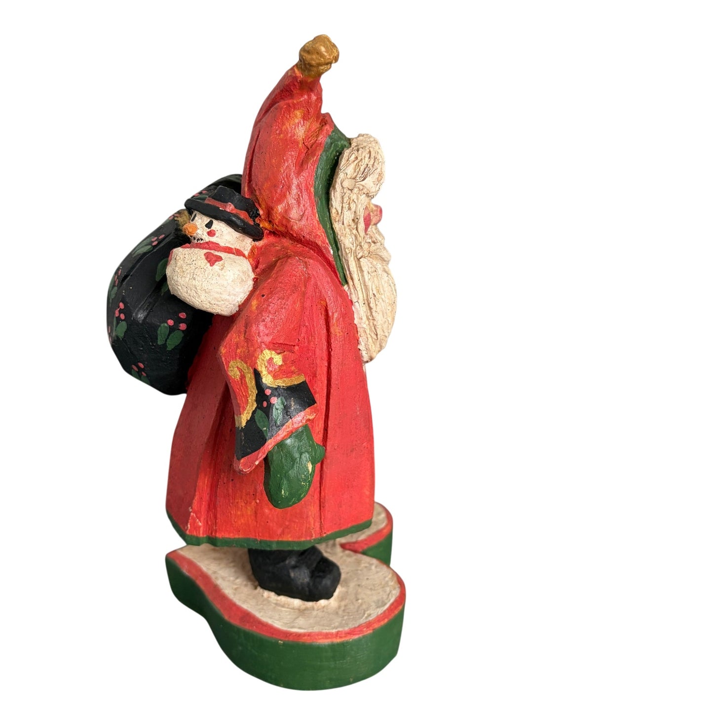 House of Hatten Vintage Hand Carved, Hand Painted Wooden Santa Figure 11" Tall