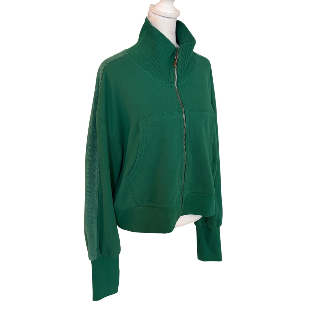 Free People Movement Green High Jump Full Zip Sweatshirt Jacket Women Size Small