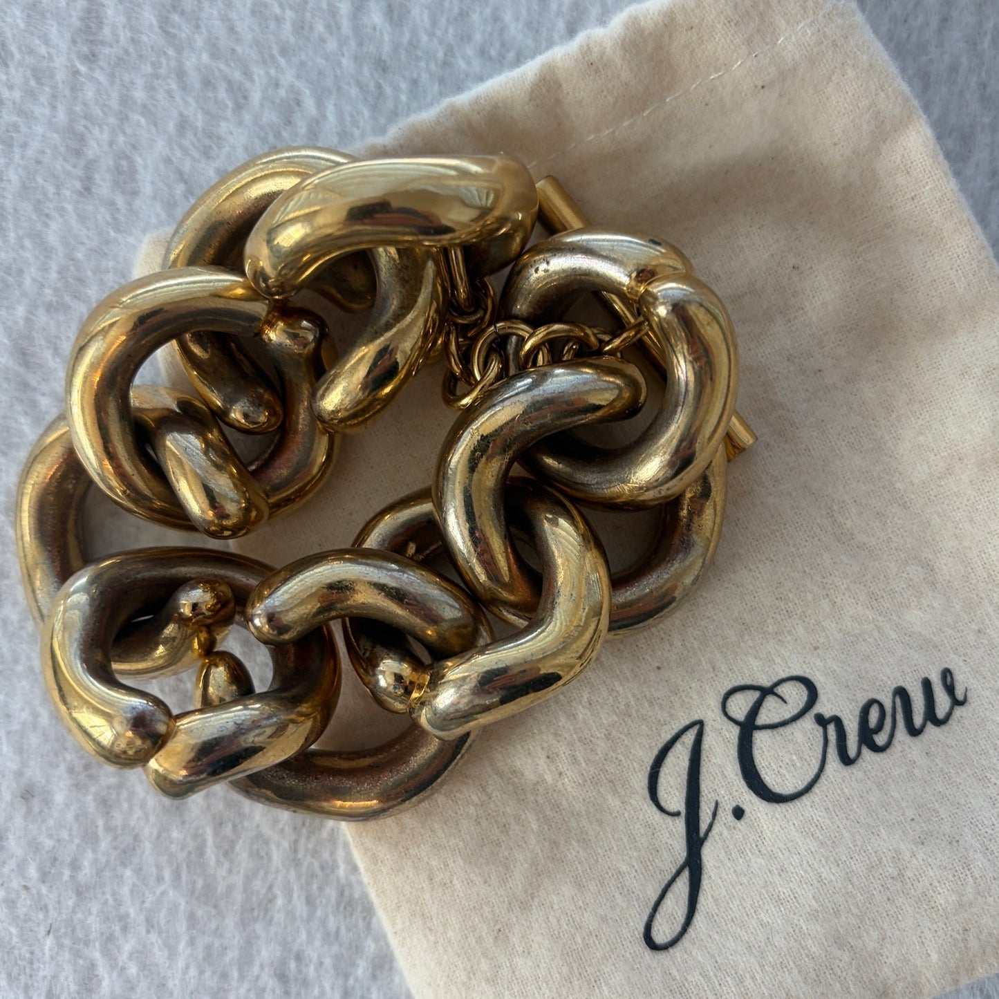 J. Crew Large Gold Tone Link Statement Bracelet