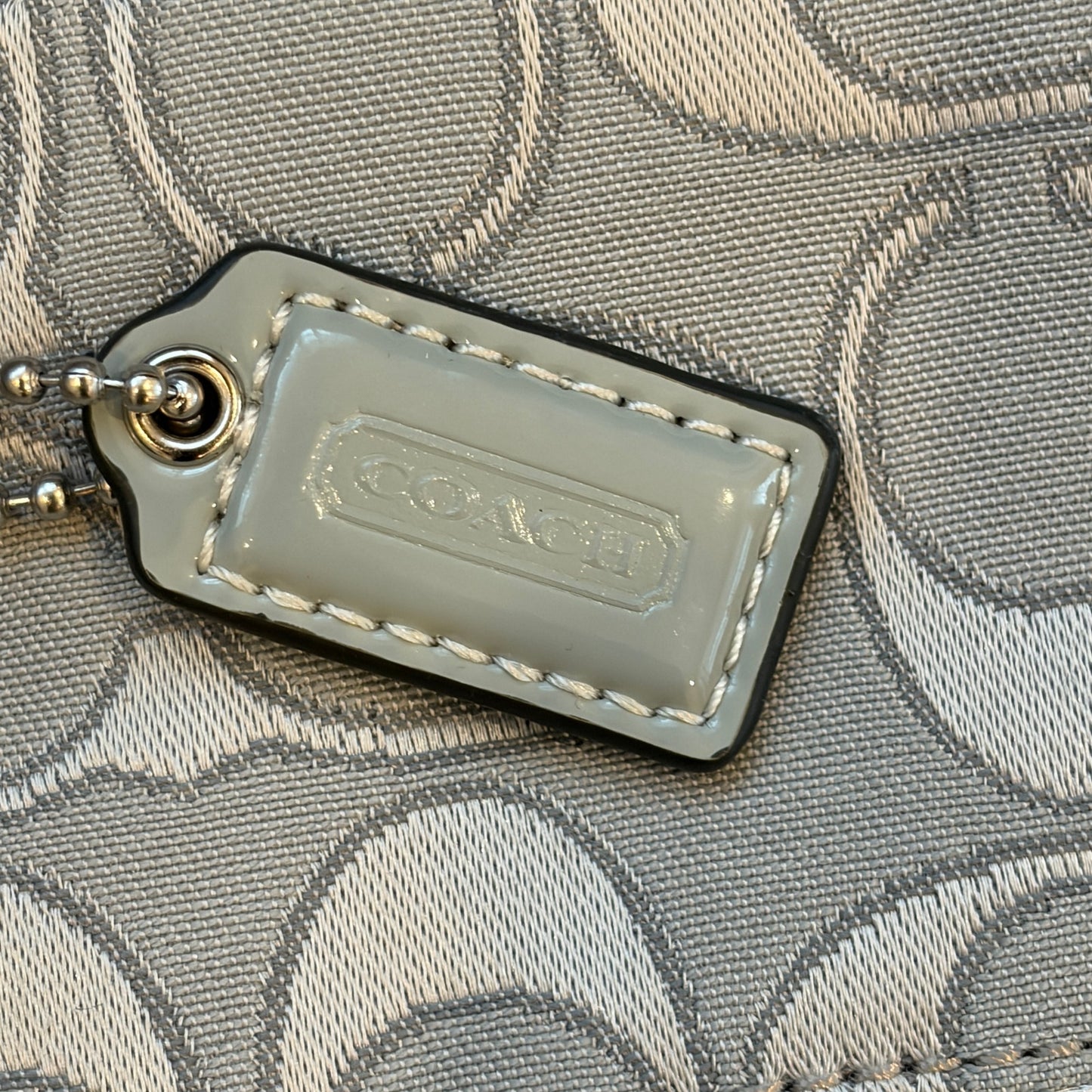 Coach Gray and Silver Classic Monogram Credit Card ID Wristlet Wallet