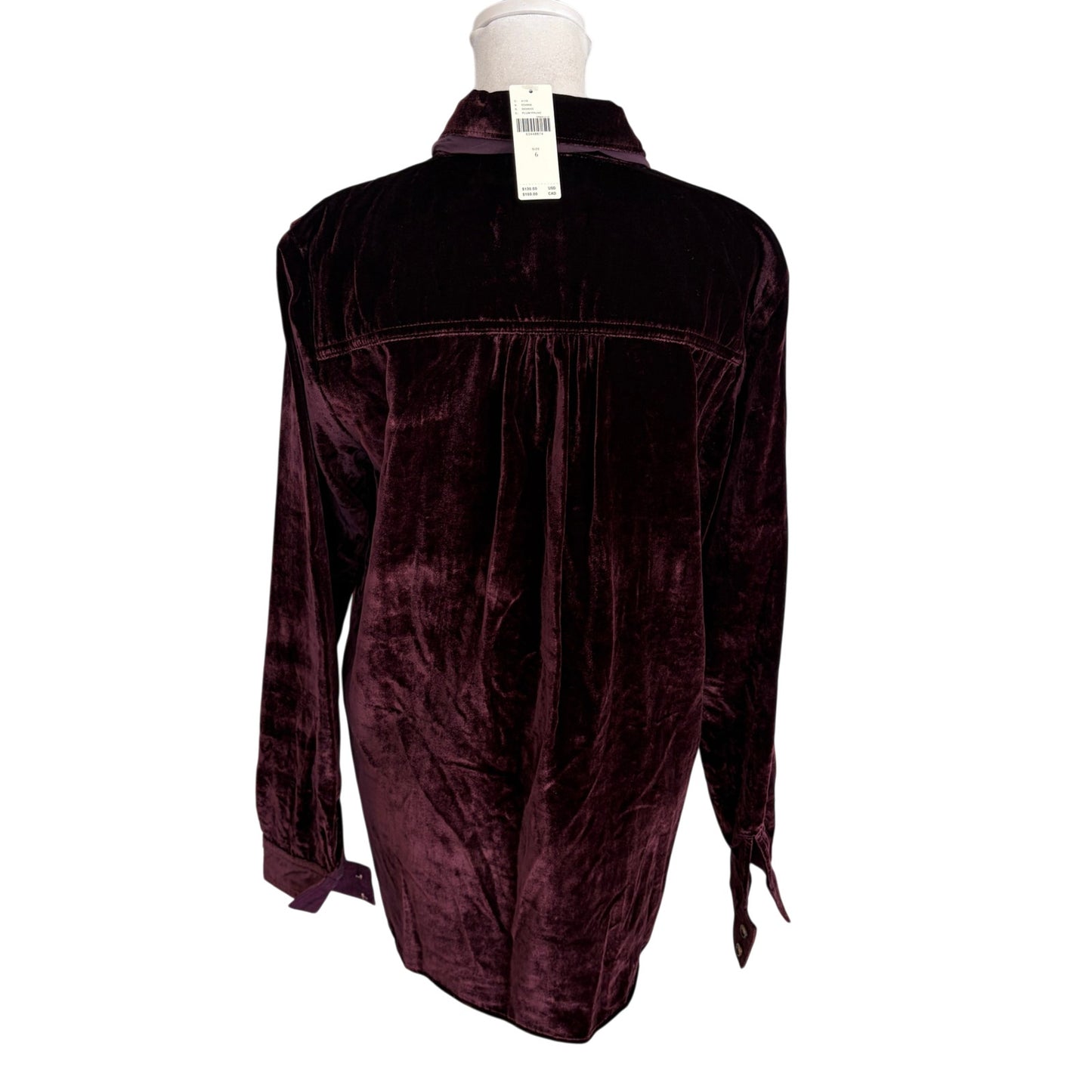 Maeve Anthropologie Burgundy Velvet Button Down Top Womens Size 6 NEW