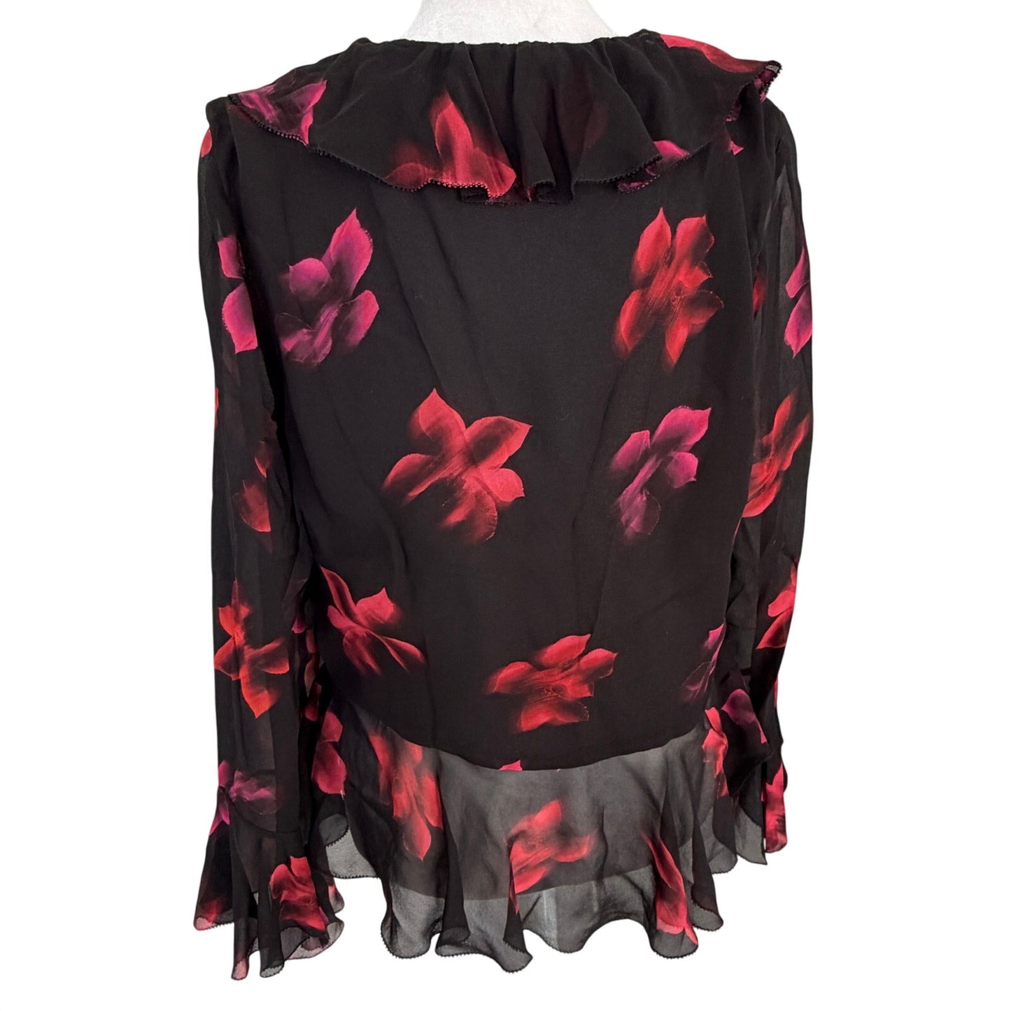 Rails Ariana Black and Red Floral Ruffled Blouse Top Womens Size Small