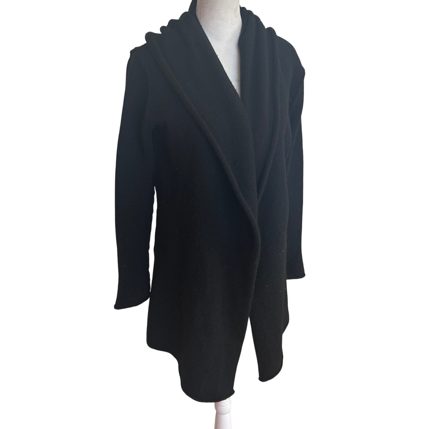 Vince Black Hooded Yak / Wool Open Cardigan Sweater Womens Size XS