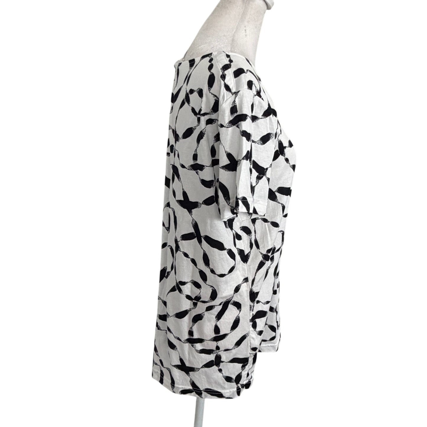 Helmut Lang White and Black Short Sleeve Top Black Side Ties Womens Size Medium