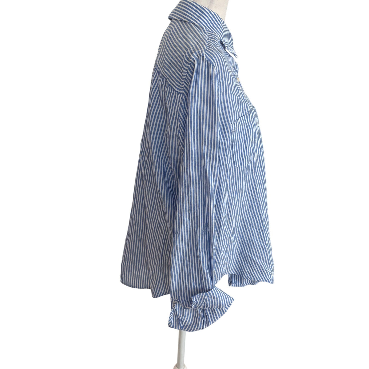 Lilly Pulitzer Blue and White Striped Button Down Shirt Womens Size Medium