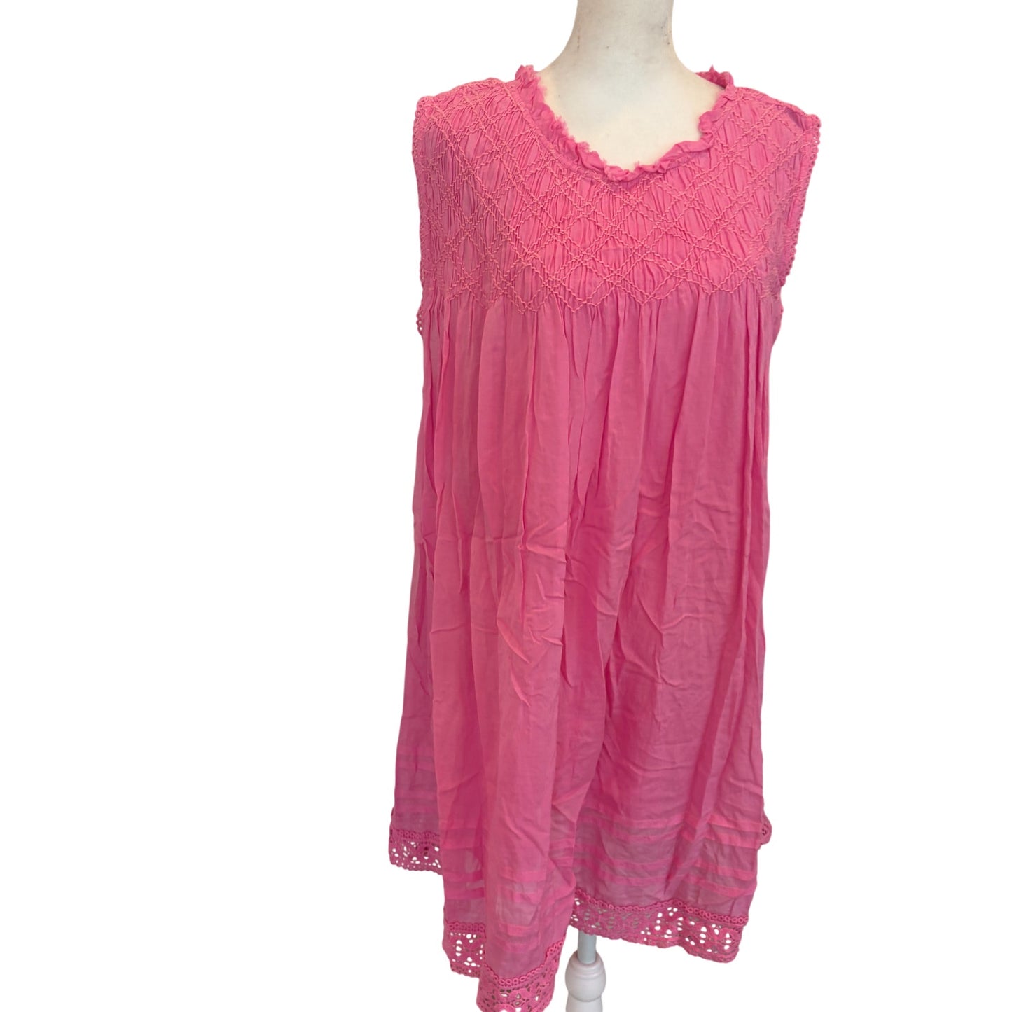 Free People Bright Pink Sleeveless Mini Shift Tank Dress Womens Size Medium