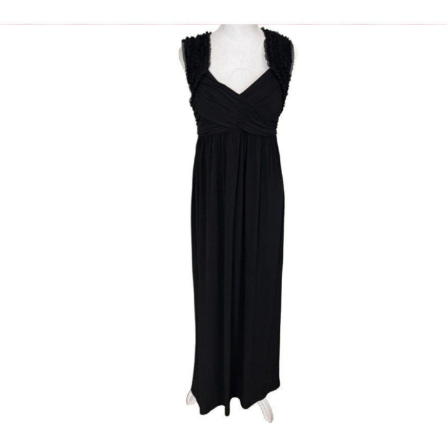 Guess Black Ruffled Lace Trim Sleeveless Maxi Dress Womens Size Small