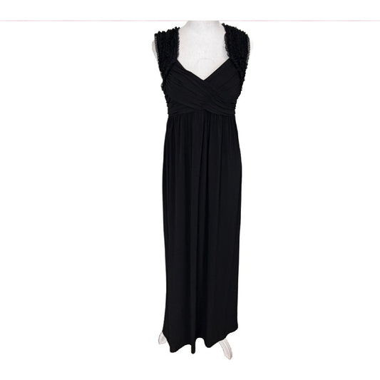 Guess Black Ruffled Lace Trim Sleeveless Maxi Dress Womens Size Small