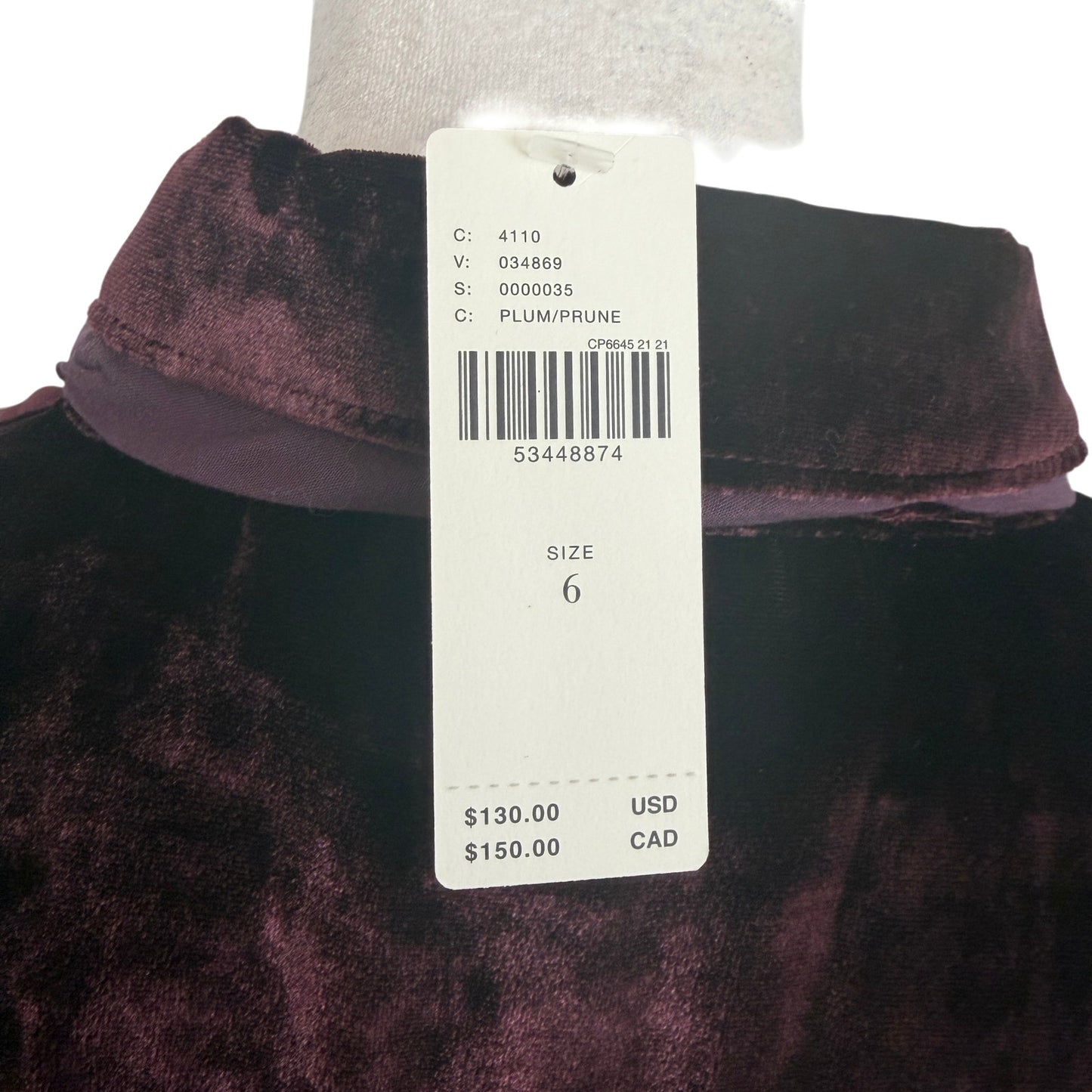 Maeve Anthropologie Burgundy Velvet Button Down Top Womens Size 6 NEW