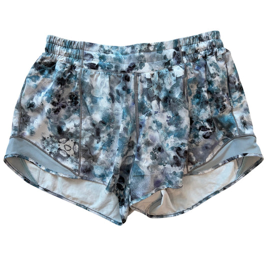 Lululemon Gray Blue Camo Hotty Hot High-Rise Lined Short 4" Womens Size 8 Tall
