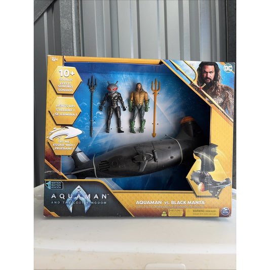 Aquaman vs Black Manta Battle Set - 4" Figures, Manta Sub with Lights & Sounds