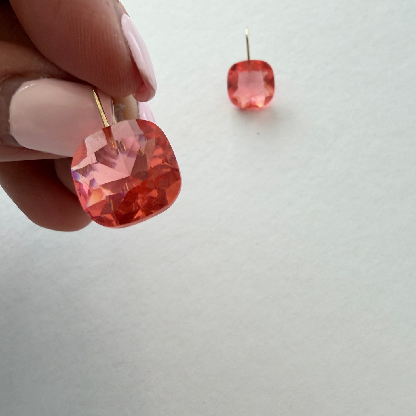 Anthropologie Pink Floating Crystal Earrings