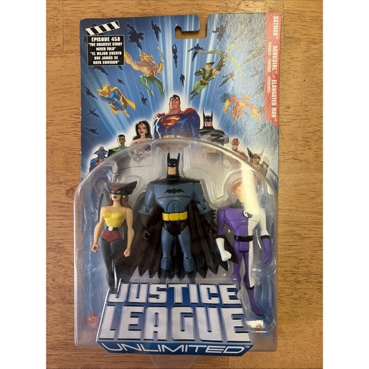 DC Comics JLU Batman Hawkgirl Elongated Man Episode 458 5" Figure Set 2004 New