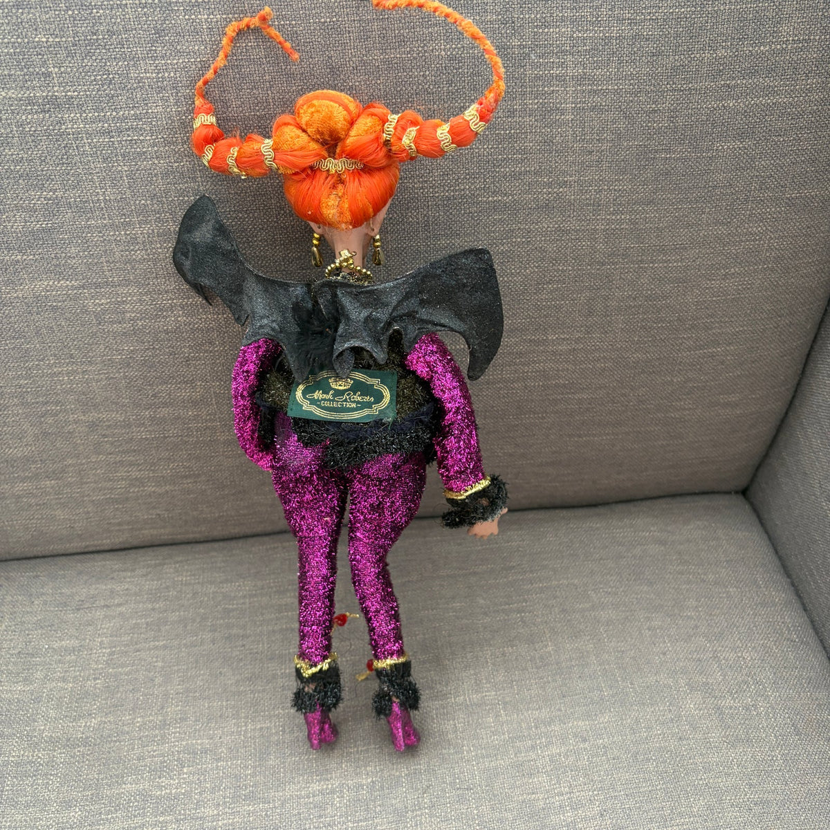 Mark Roberts Halloween Glitter Elf Witch Bat Wings 13" Tall DAMAGED