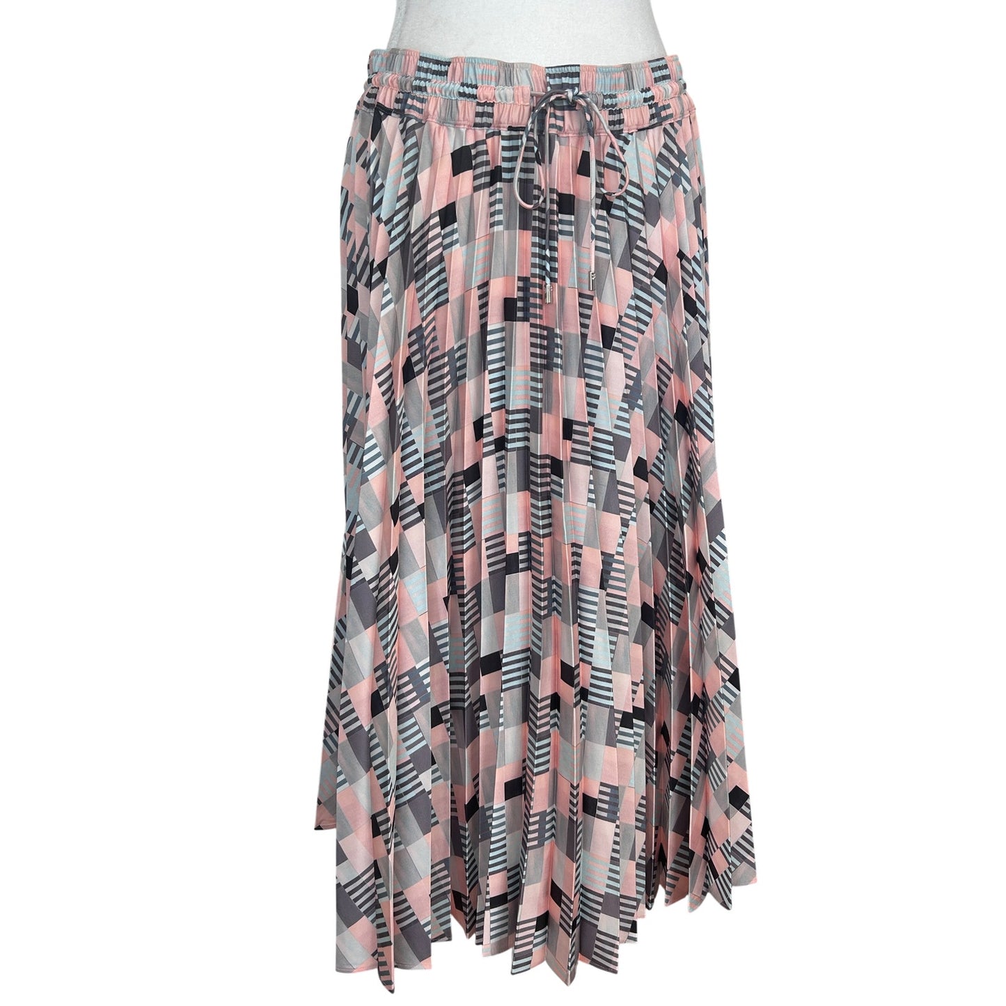 Club Monaco NWT Pleated Midi Skirt Jupe Peach, Blue, Black Womens Size Large NEW