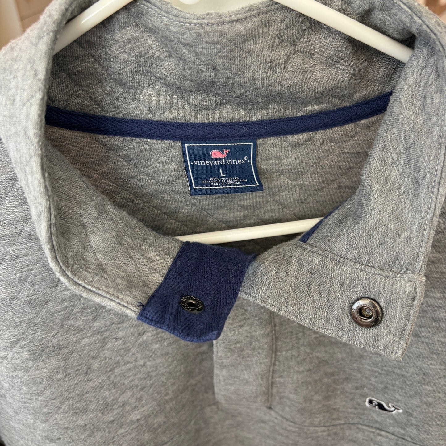 Vineyard Vines Gray Quilted 1/4 Snap Pullover Men's Size Large