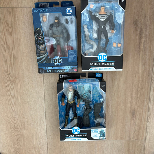 LOT 3 DC Multiverse Black Adam, Superman, Batman Figures NEW