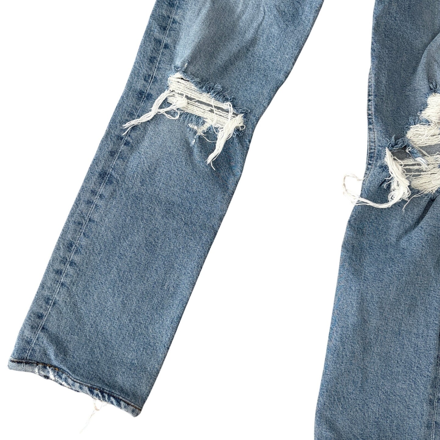 AGOLDE Riley High Rise Straight Crop Button Fly Jeans Distressed Womens Size 25