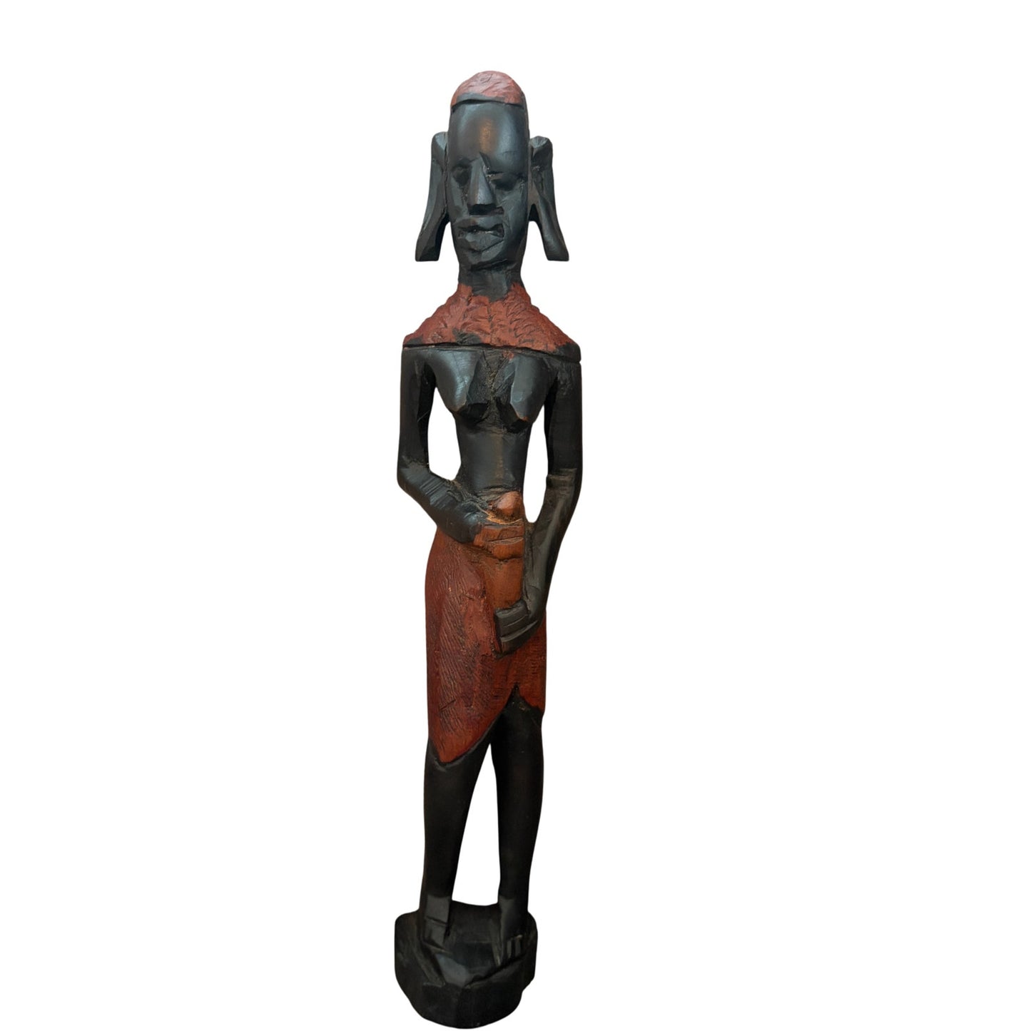Vintage African Tribal Hand Carved Wooden Statue Figure 12" and 7" LOT of 3
