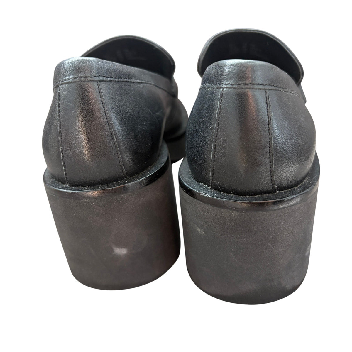 Stuart Weitzman Black Leather Platform Penny Loafers Womens Size 8B