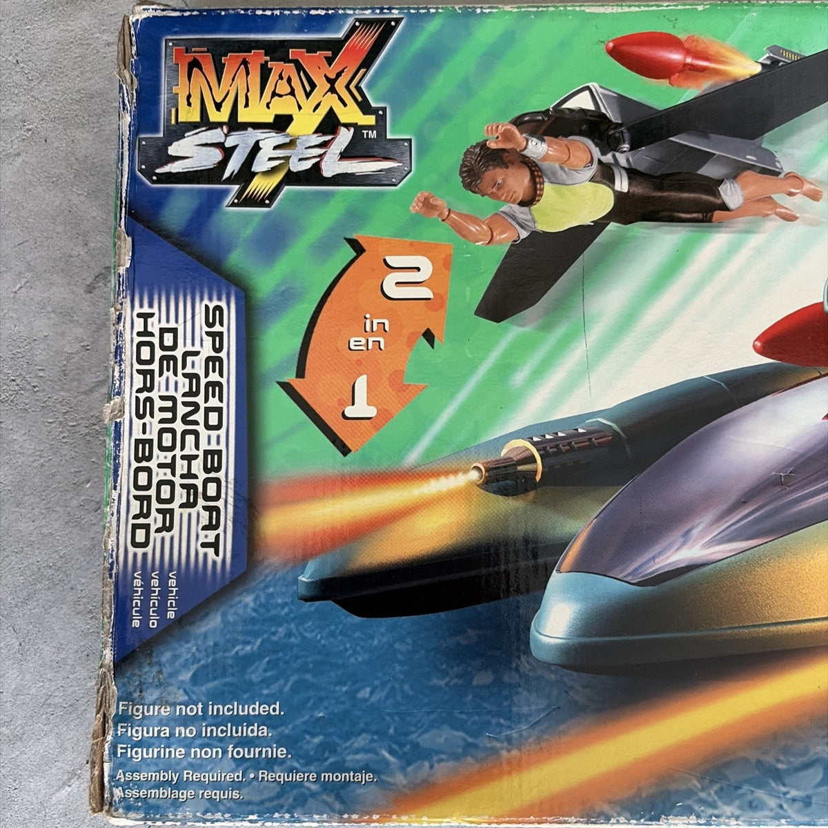 Rare Mattel "MAX STEEL" Speed Boat & Jet Pack Combo Vehicle Brand New Open Box