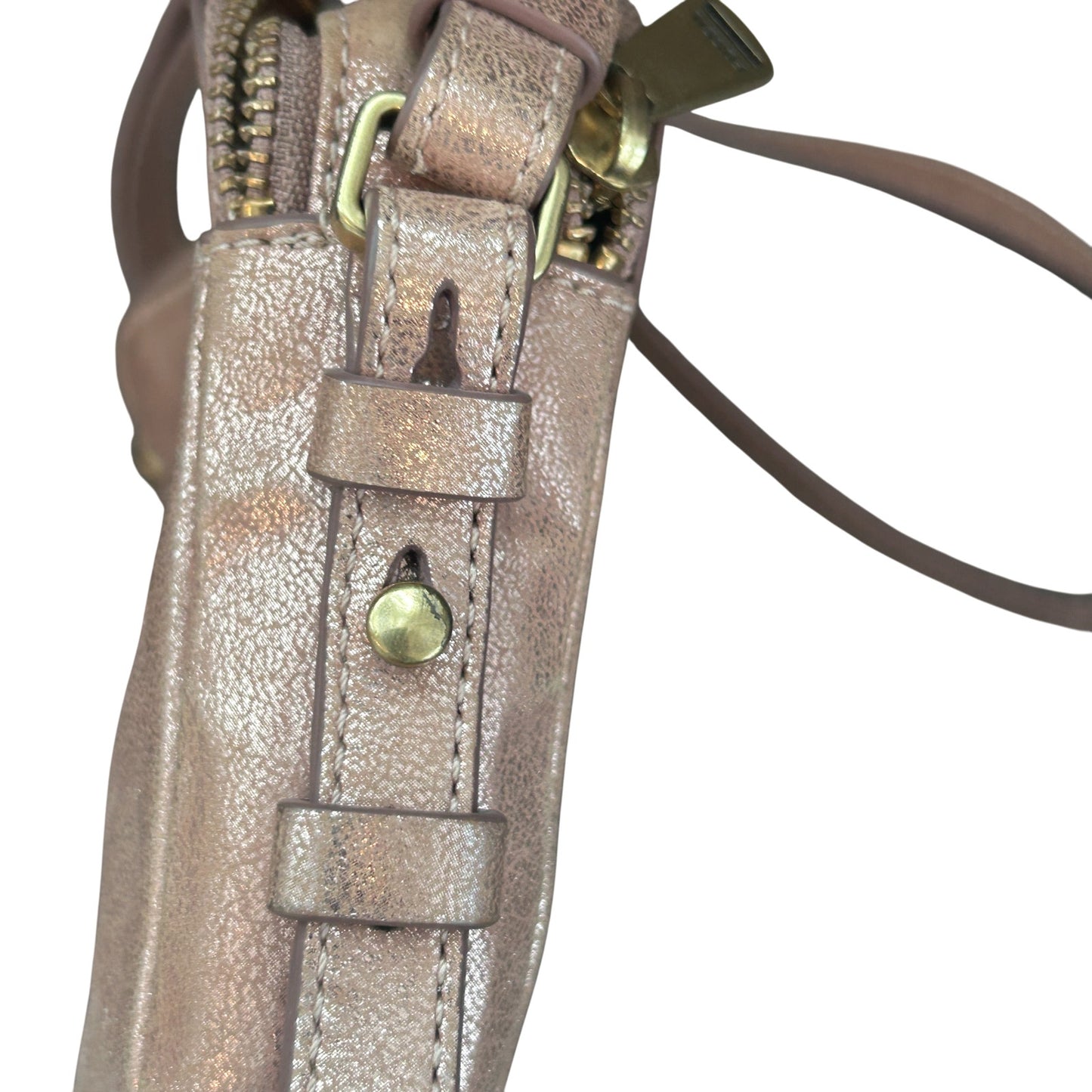 Fossil Bronze Sparkly Cow Hide Leather Crossbody Bag Handbag