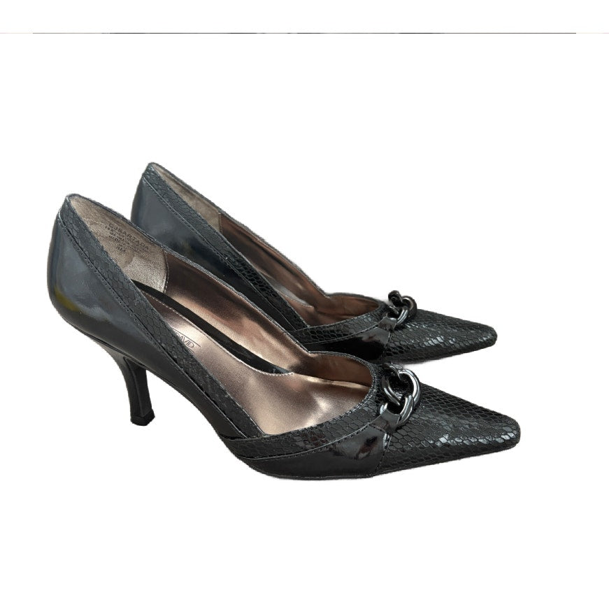 Circa Joan & David Black Snakeskin Leather Heels CJSARTADA Womens Size 8