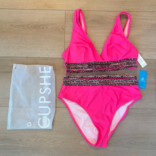 Cupshe Hot Pink and Cheetah Two-Piece Swim Suit Bikini Womens Size Medium NEW