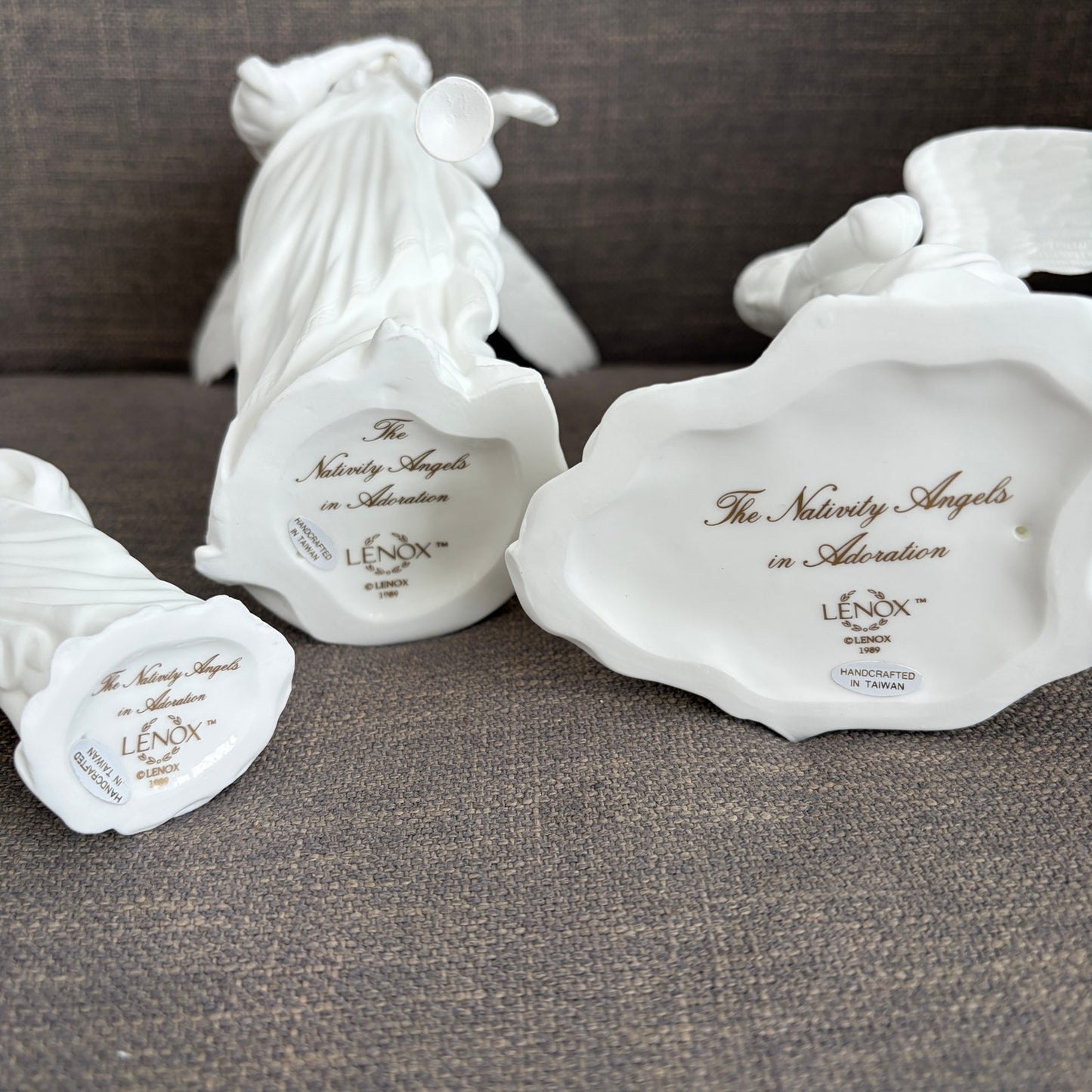 Lenox 1989 The Nativity Angels in Adoration Handcrafted Bone China Set of 3