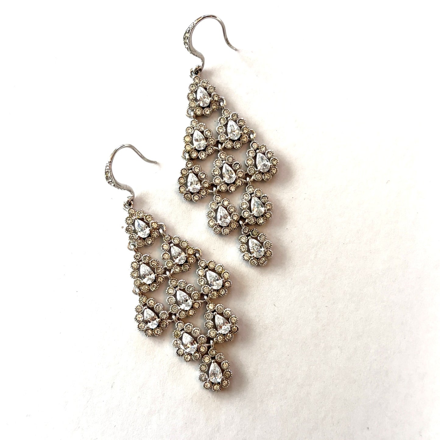 Nadri Silver and Cubic Zirconia CZ Chandelier Drop Earrings