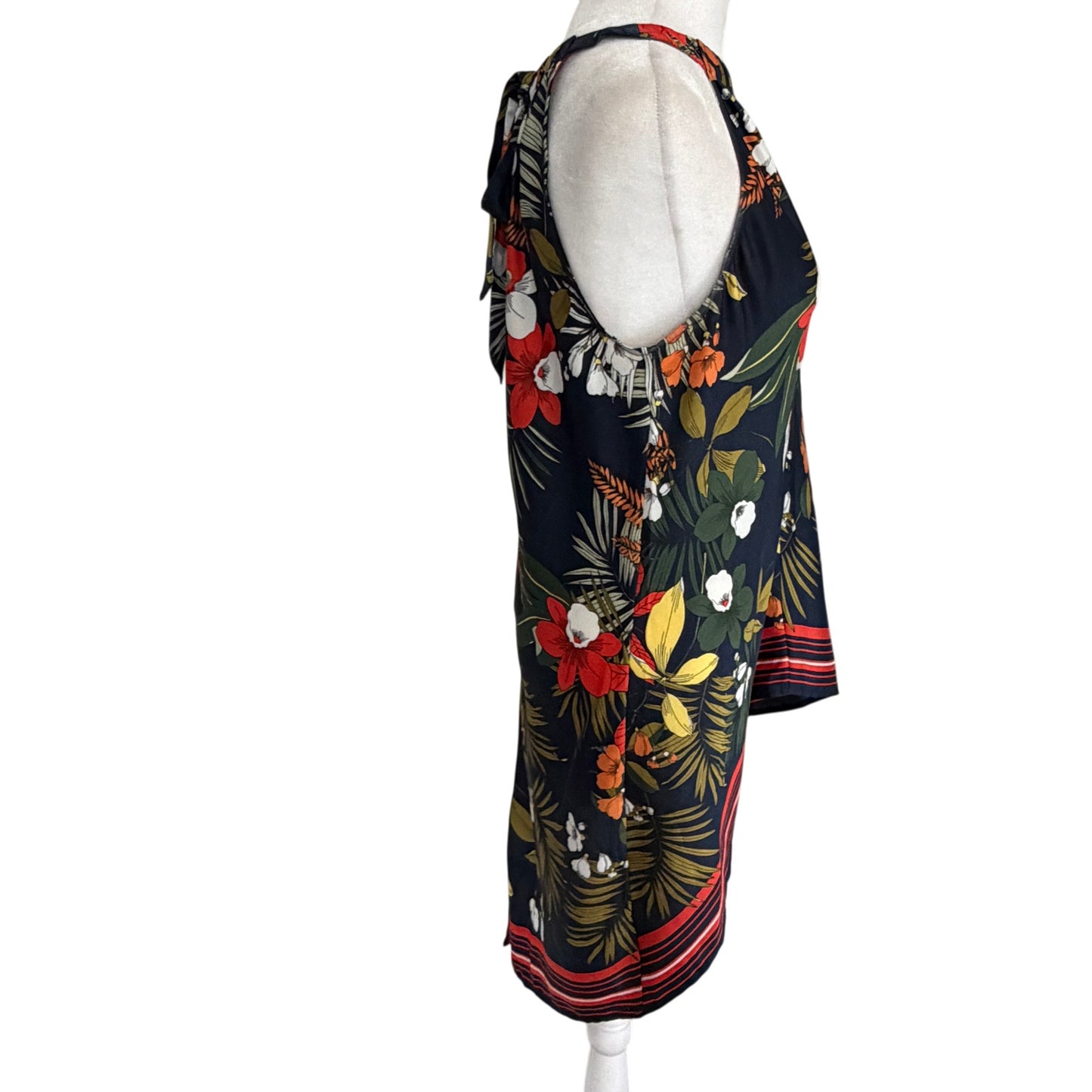 Dora Landa Blue and Red Floral Halter High Low Top Womens Size Small