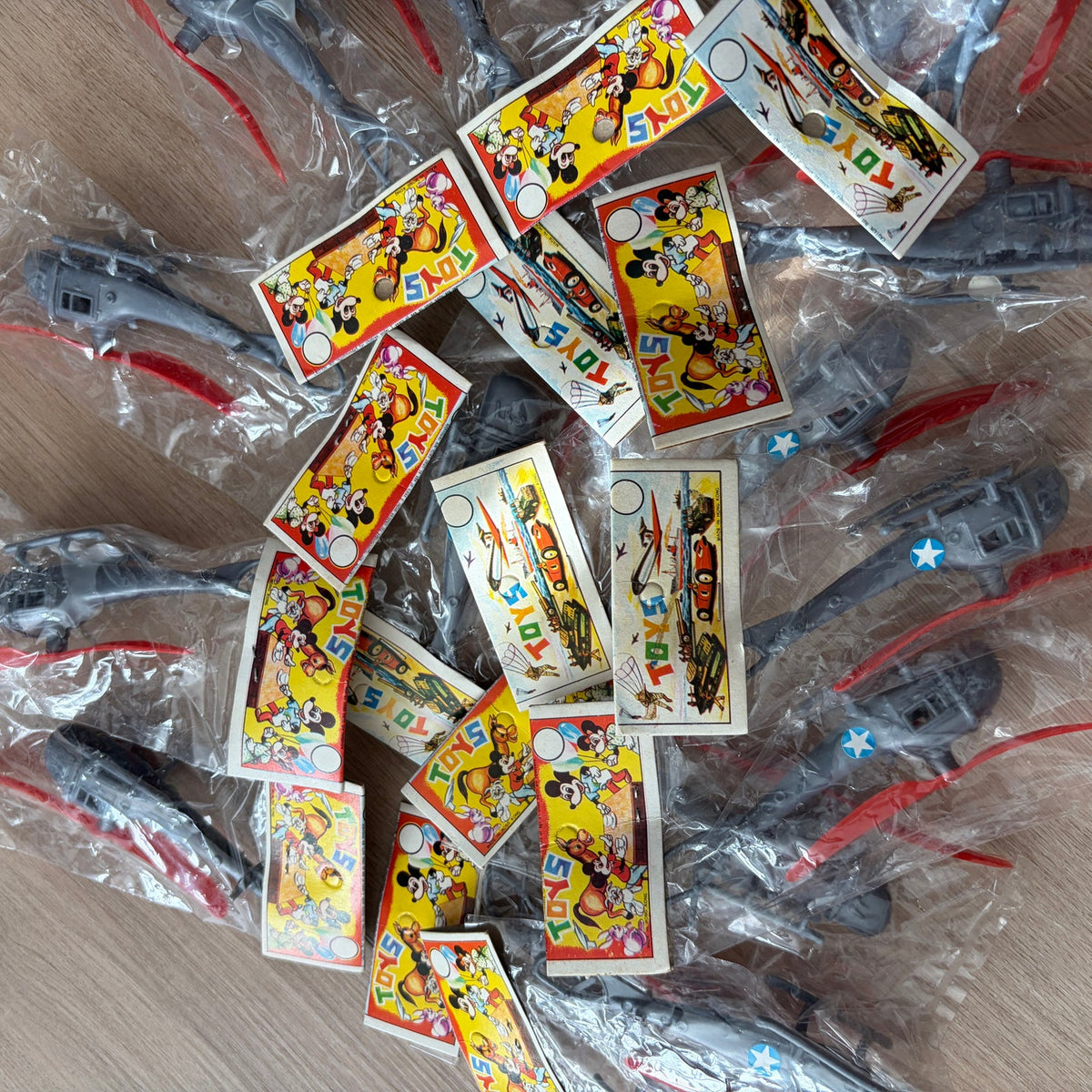 Vintage 1960s Dime-Store Gray Plastic Helicopter Toy Hong Kong NEW LOT of 15
