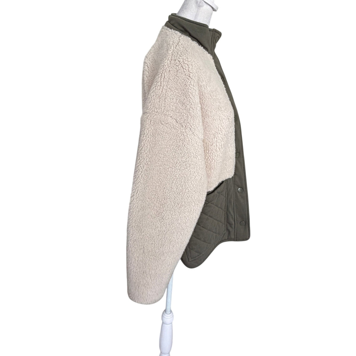 Z Supply Olive Green and Tan Fleece Jacket Womens Size Small