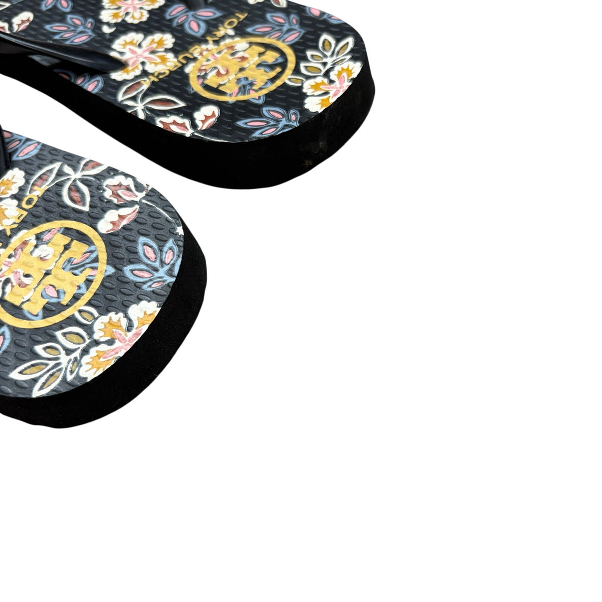 Tory Burch Black Floral Print Flip Flop Thong Sandals Womens Size 7